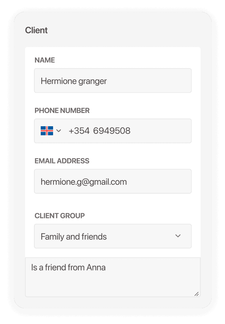 Detailed client profile