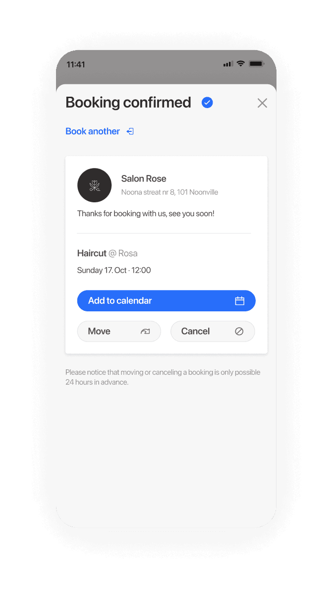 Booking confirmed on mobile